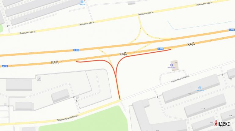 Съезд с КАД на Владимирский проспект перекроют с 17 сентября